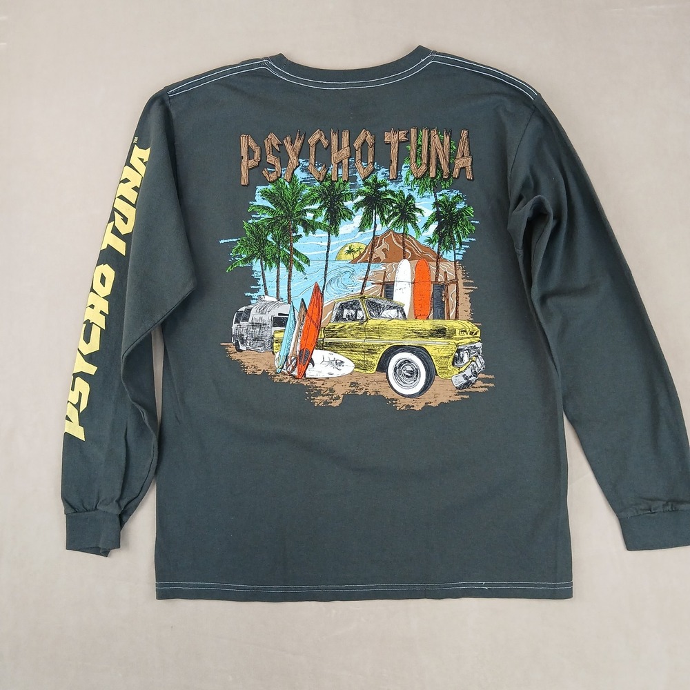 Psycho Tuna Small Mens T Shirt Logo Gray 19x26‎ Surf Beach